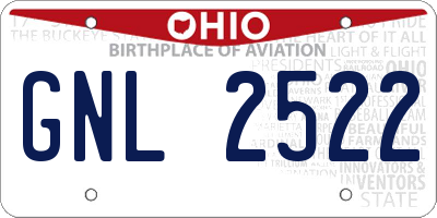 OH license plate GNL2522
