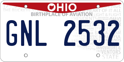 OH license plate GNL2532