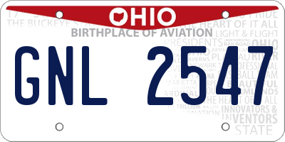OH license plate GNL2547