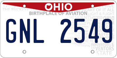 OH license plate GNL2549