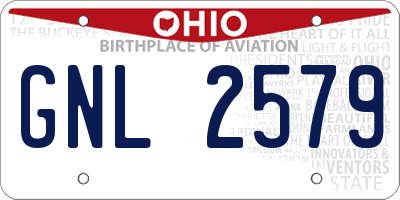 OH license plate GNL2579