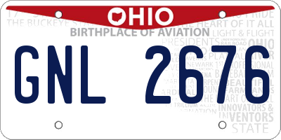 OH license plate GNL2676