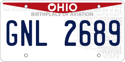 OH license plate GNL2689
