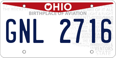 OH license plate GNL2716