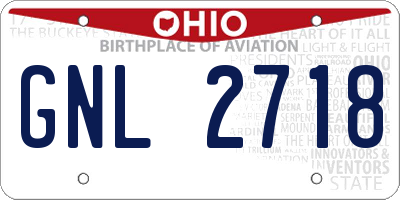 OH license plate GNL2718