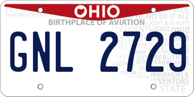 OH license plate GNL2729