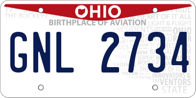 OH license plate GNL2734