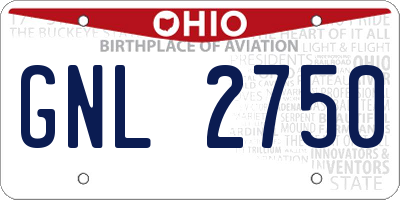OH license plate GNL2750