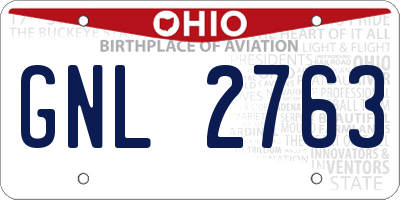 OH license plate GNL2763