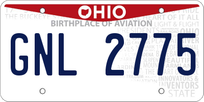OH license plate GNL2775