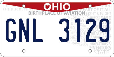OH license plate GNL3129