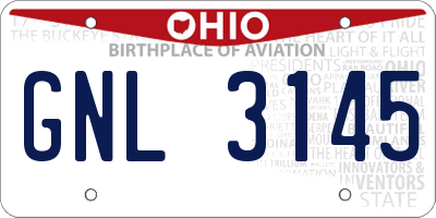 OH license plate GNL3145