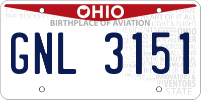 OH license plate GNL3151