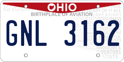 OH license plate GNL3162