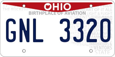 OH license plate GNL3320