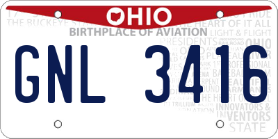 OH license plate GNL3416
