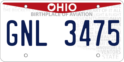 OH license plate GNL3475