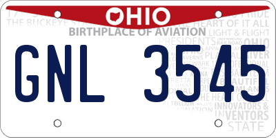 OH license plate GNL3545
