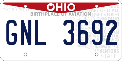 OH license plate GNL3692