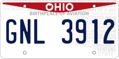 OH license plate GNL3912