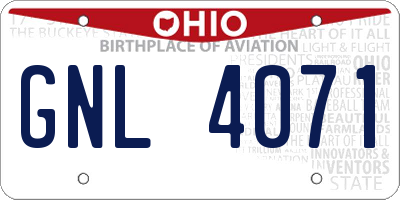 OH license plate GNL4071
