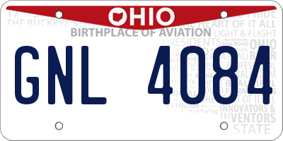 OH license plate GNL4084