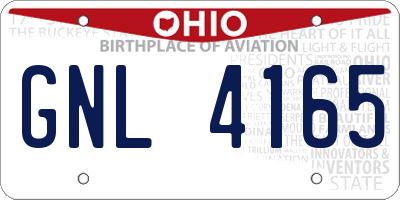 OH license plate GNL4165