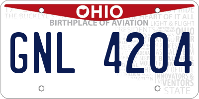 OH license plate GNL4204