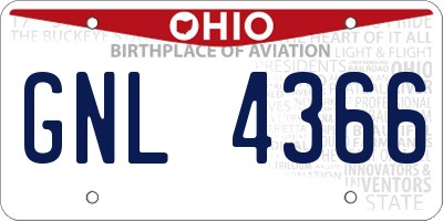 OH license plate GNL4366