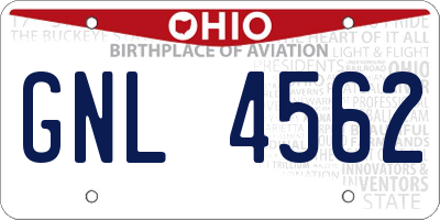 OH license plate GNL4562
