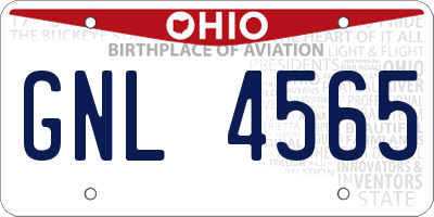 OH license plate GNL4565