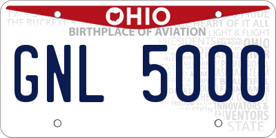 OH license plate GNL5000