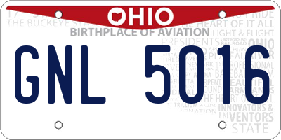OH license plate GNL5016