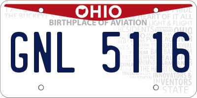OH license plate GNL5116