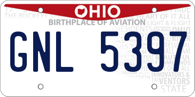 OH license plate GNL5397