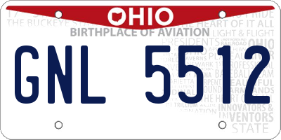 OH license plate GNL5512