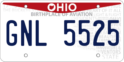 OH license plate GNL5525