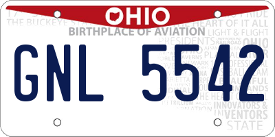 OH license plate GNL5542