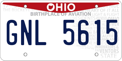 OH license plate GNL5615