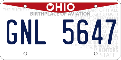 OH license plate GNL5647
