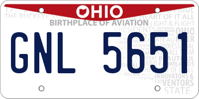 OH license plate GNL5651