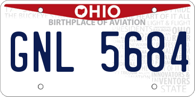 OH license plate GNL5684