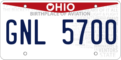 OH license plate GNL5700