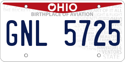 OH license plate GNL5725