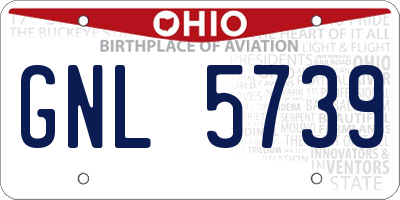 OH license plate GNL5739