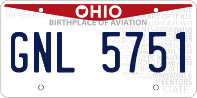 OH license plate GNL5751