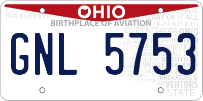 OH license plate GNL5753