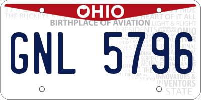 OH license plate GNL5796