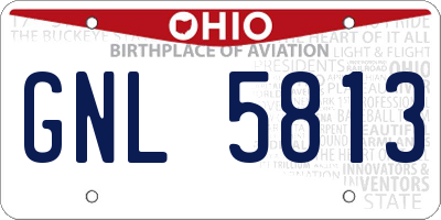 OH license plate GNL5813