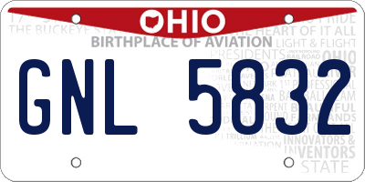 OH license plate GNL5832